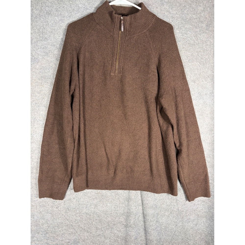 Banana Republic Mens XL Brown Cotton Wool Blend Quarter Zip Pullover Sweater